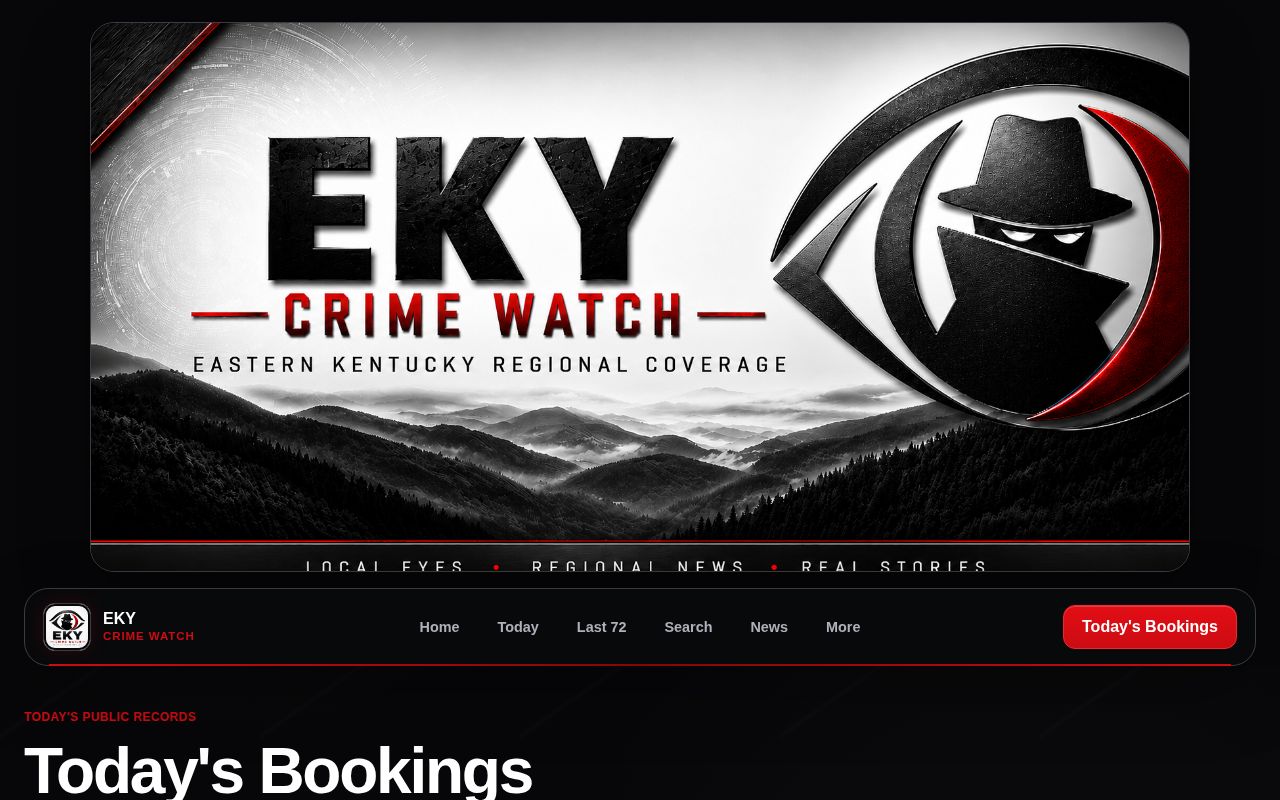 Kentucky Crime Watch Today interface used as an unofficial Elliott County same-day lead