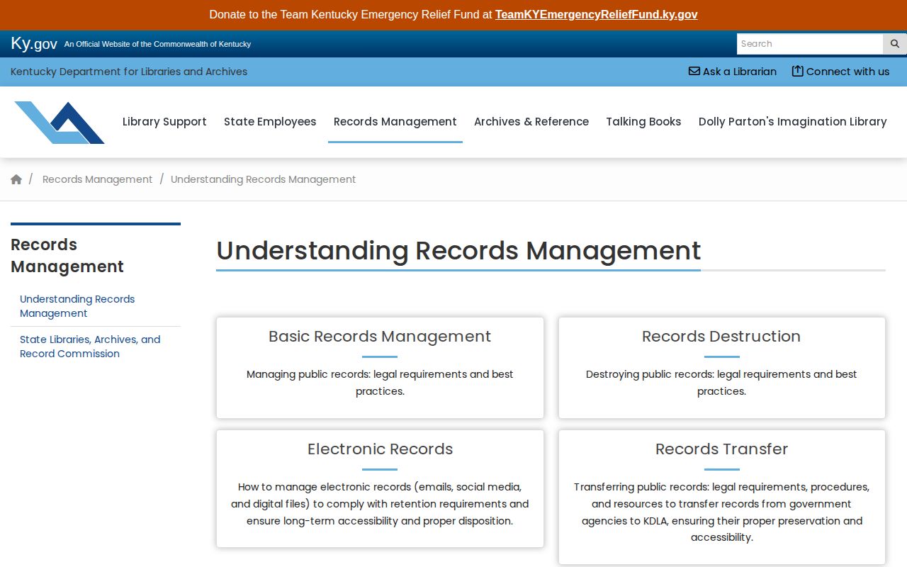 Kentucky records-management guidance for archived Elliott County arrest records